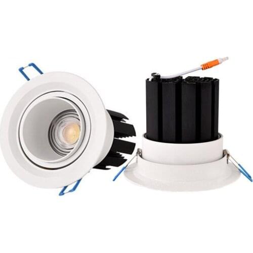 Adjustable focus COB downlight embedded LED AC85-265V 5W/7W/10W/15W/20W/30W anti-glare Dimmable downlight