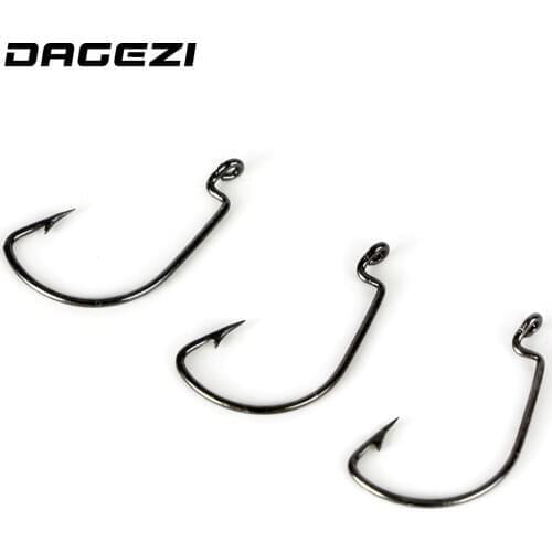 DAGEZI 50pcs/lot #8 Fishing Hook Grank Fishhook soft Worm Hook black color Jig Big Hook for fly fishing