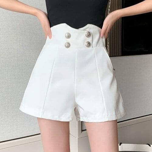 2021 Casual Tooling Pure Pants White Shorts thin Wide-leg Pants Shorts Women High Waist Wide Leg Casual Sexy Women Clothing