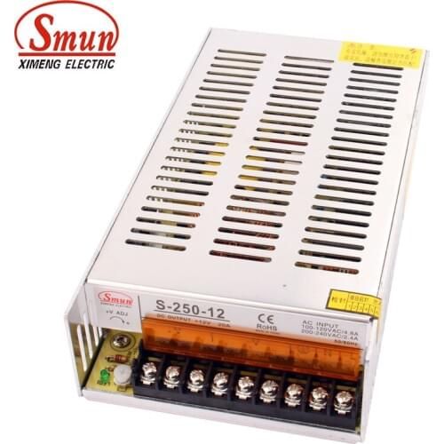 SMUN S-250-12 Switching Power Supply 250W 12VDC 20A Single Output AC/DC SMPS With CE RoHS Approved