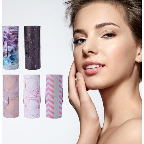Makeup Brushes Holder Bag Portable Travel PU Marbling Empty Container Storage Cosmetics Brush Pen Brushes Organizer Makeup Tools