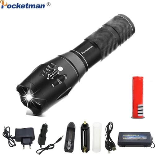 Super Bright LED Flashlight Rechargerable Ultra Bright linterna Waterproof Torch T6/L2/V6 5 Switch Modes Zoomable Bicycle Light