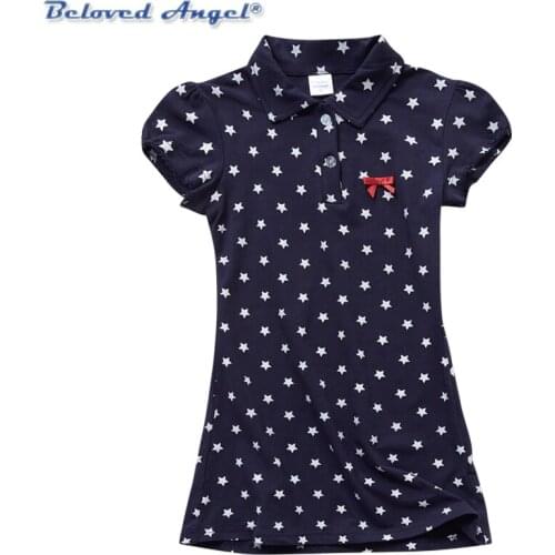 Vestidos for Girls Summer Dress Star Print Princess Dress Children Turn-Down Collar Costumes for Kids Clothes Girl Dresses 3-8T
