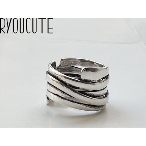 Vintage Silver Color Multi-layer Geometric Irregular Rings For Women Gifts Girls Open Retro Antique Rings Wedding Jewelry