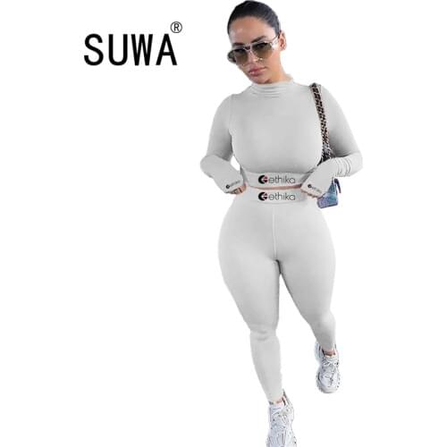 2020 Winter Women Sport Fitness 2 Two Piece Set Outfits Long Sleeve Crop Tops T-shirt Leggings Pants Set Bodycon Tracksuit