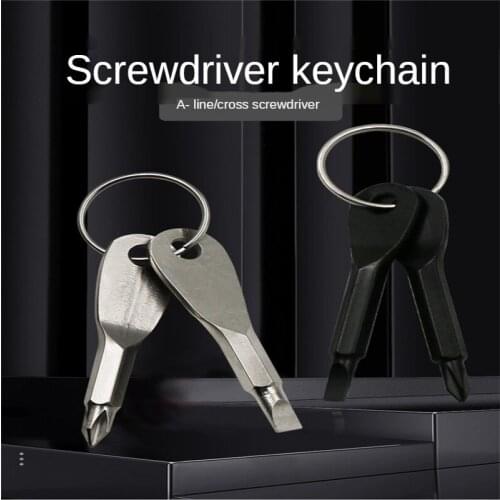 1 Set Stainless Steel Mini Multifunction Screwdriver Key Shape Slotted Screwdrivers Keychain Pocket Repair Tool
