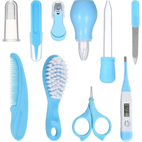 10 PCS/Set Baby Healthcare and Grooming Kit Digital Thermometer Comb Nail Clipper Nasal Aspirator Food Feeder Newborn Infant