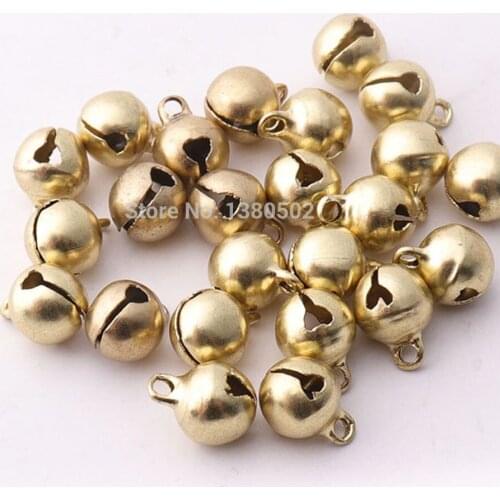 100pcs/lot Light Gold Color 8mm Small Bell Jingle Bells Loose Beads Jewelry Pendant Finding Christmas Decoration