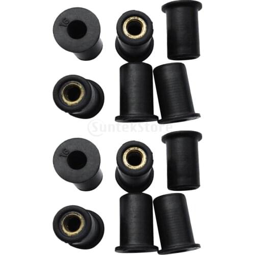 12Pcs Durable M6 6mm Metric Rubber Well Nuts Blind Fastener Windscreen Fairing Mounting Kit Kayak Canoe Boat Dinghy Accessories