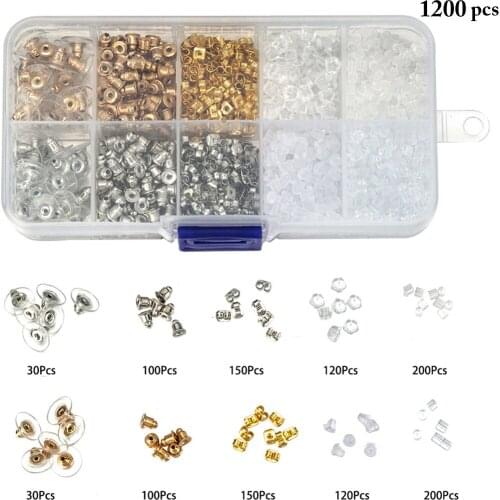 1200PCS Earring Back Assorted Type Replaceable Earring Stopper Earring Clutch Soft Silicone Rubber Earring Back Stoppers