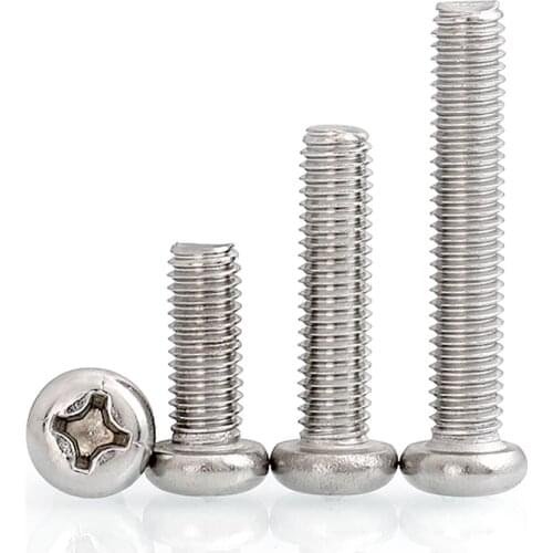 10/50 304 Stainless steel Cross Phillips Pan Head Wood Screw M2 M2.5 M3 M3.5 M4 M5 M6 M8 Bolt Dia 2.5 3 4 5 6 8mm Length 3-100mm