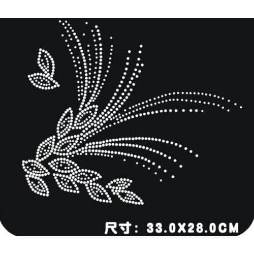 2pc/lot Flower grass sticker shirt decor design stones hot fix rhinestone motif designs iron on design rhinestone applique patch