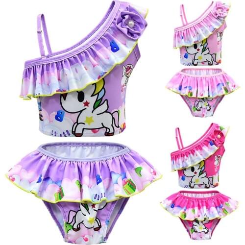 2020 Cartoon Children Swimwear Swimsuit Baby Girls Summer Swimming Bathing Suit For Kids Girl Swimsuit With Skirt Style