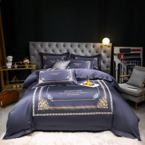 2021 long-staple cotton embroidery Duvet Cover Bed Linen Fitted Sheet Pillowcases Bedclothes Bedspread King Queen Size 4PCS