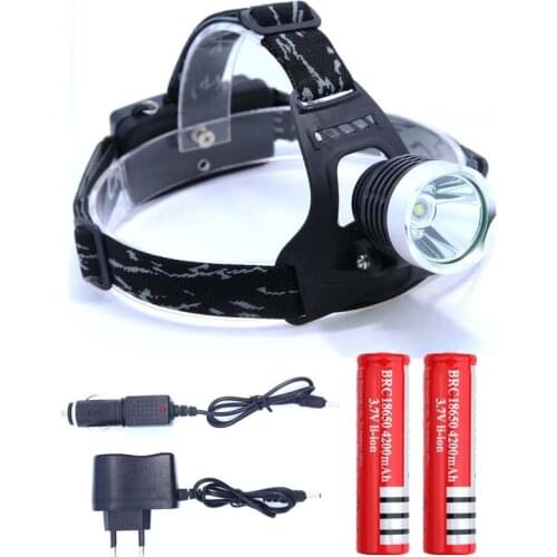 XM-L T6 LED Headlamp Headlight Lamp Light + 2 x 18650 Rechargeable battery + AC Charger Car charger