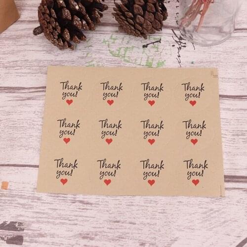 60Pcs "Thank You" Craft Packaging Seals Round Natural Kraft Sealing Sticker Label Gift Stickers for DIY Wedding Party Decoration