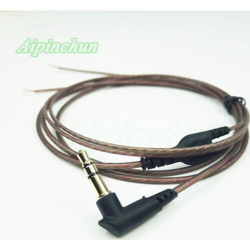 Aipinchun 3.5mm 3-Pole Jack DIY Earphone Audio Cable Headphone Repair Replacement 124cm Wire Bent Connector AA0207