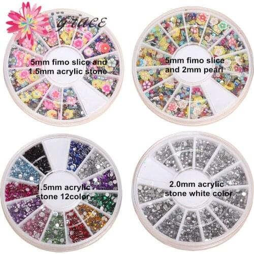 2wheel/lots 2m/1.5mm Flatback Acrylic Rhinestone Beads Multicolor Clay Slice Mixed For Nail Art jewelry Diy Decoration Accessory