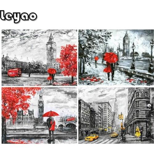 Diamond Painting European Street retro landscape Cross Stitch 5D Diamond Embroidery Rhinestones Art Bead Picture Kits Home Decor