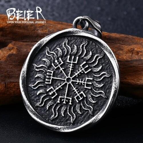 Beier 316L stainless Norse Vikings Amulet HANGER Necklace Raven Hamer from Thor Hanger Scandinavian Original Animal Jewelry