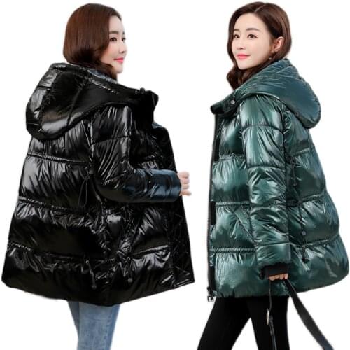 Oversize 5XL Long Down Parkas Female Winter Stand Collar Shiny Womens Jackets Female Loose Casual Overcoat Female Thicken Coat