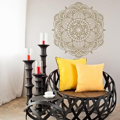 Buddhist Motifs Mandala Flower Wall Sticker Home Decor Office Sacred Geometry Yoga Poster Meditation Vinyl Round Mandala Wall
