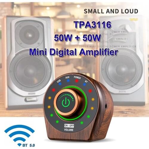 2*50W Bluetooth-Compatible TPA3116 Wooden Retro Digital Power Audio Amplifier Class D Stereo HiFi Amplificador Home Theater AMP
