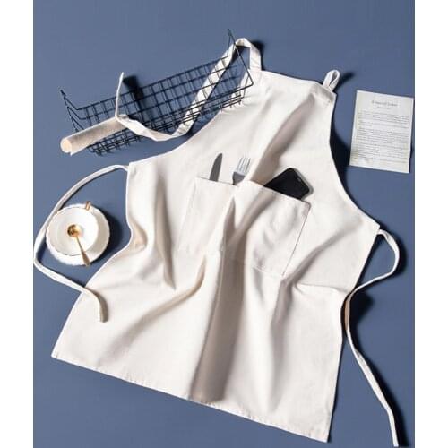 European and American anti-fouling apron, eco-friendly canvas mid-length, coffee shop restaurant painting artisan work clothes