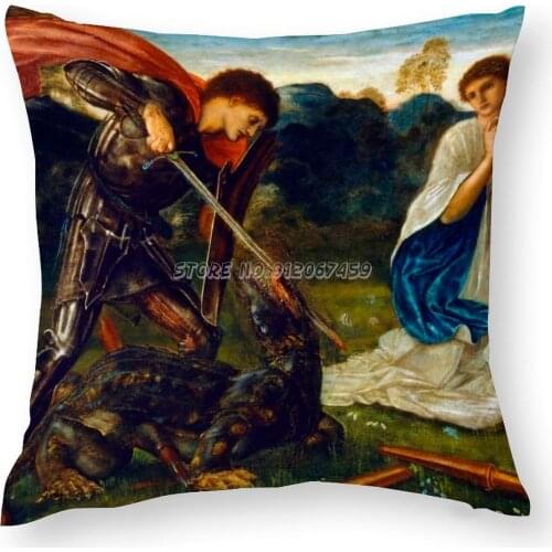 Sir Edward Burne Jones The Fight St George Kills Vi Pillow Case Customize Pillowcase Modern Home Pillow Covers Decorative Sir Ed