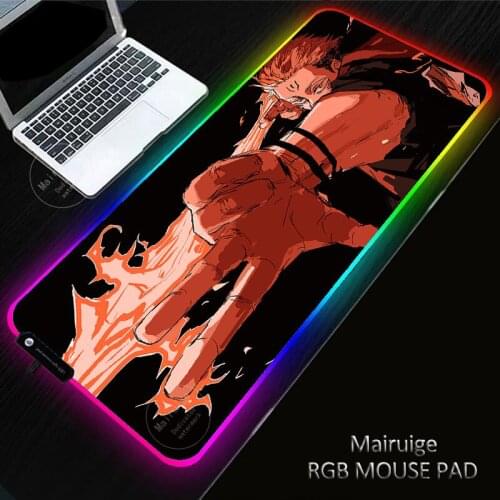 Jujutsu Kaisen LED Light Gaming One Piece Anime XXL Mouse Pad RGB Large Keyboard Cover Non-Slip Rubber Computer DeskMat PC Game