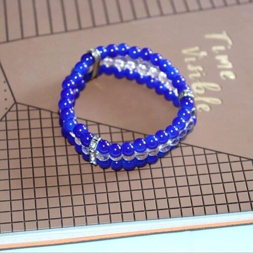 Customize Elastic Layers Sorority Greek Letter ZETA Label White Blue Beads Bangles Bracelets For Gifts