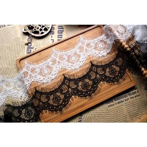 Wide 8CM length 3 meters exquisite wave eyelash lace fabric DIY wedding veil clothing stitching accessories