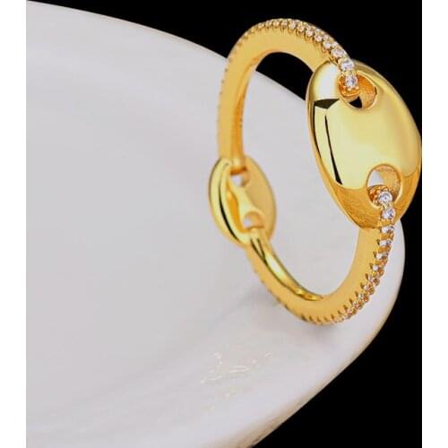 Top Quality Morocco 925 Sterling Silver Pig Nose Style Ring Micro Mosaic AAA+ Zirxon Diamond Thin Knuckle Circle For Women