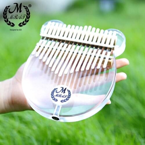 M MBAT 17 Key Thumb Piano Musical Instrument Gift Acrylic Kalimba Transparent Crystal Cartoon Bear Design Connectable Speakers