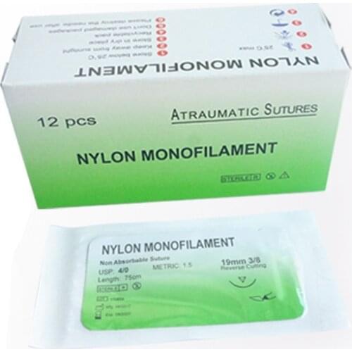 12Pcs/set Nylon Monofilament Medical Thread With Needle Suture Training Practice 75cm to Improve Medical Technique Exercises