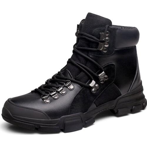 Genuine Leather Motorcycle Boots Men Casual Shoes Hiking Shoes Outdoor Work boots Men Safety Boots Male Military Tactical Boots