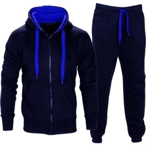 Hot Sale Brand Autumn Mens Tracksuits 2 Piece Set Zipper Hood Jacket sweat pant sportsmen casual jumper sweatshirt hoodies suit