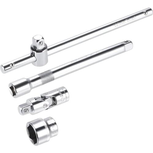 Uxcell Socket Accessory Set of 4 Pcs, 23mm 6-Point Shallow Socket 7.5" Sliding Wrench Breaker Bar 6" Extension Bar Universal