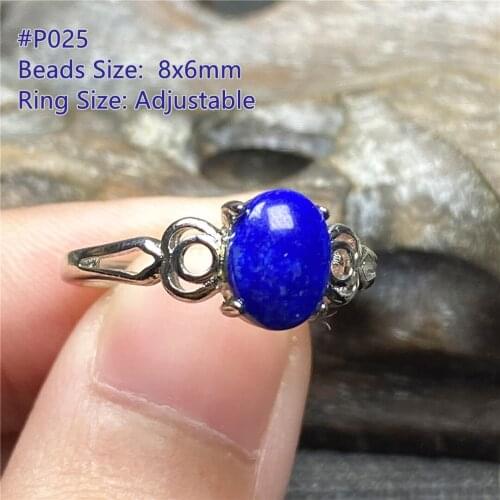 Natural Royal Blue Lapis Ring For Woman Anniversary Love Gift 8x6mm Lazuli Crystal Beads Gemstone Jewelry Adjustable Ring AAAAA