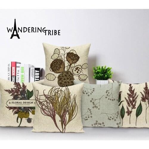 Floral Design Cushion Covers Lotus Cushions Home Decor Living Room Farmhouse Pillows Decorative Sofa 45 X 45 Retro Pillowcase