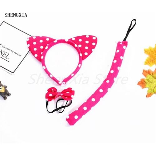 New celebration party cat ears headband three-piece set Halloween Easter Childrens Day Tie tail atmospheric performance props