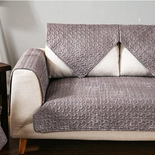 Solid Color Line Stripe Sofa Cover Cotton Slip-resistant Sofa Towel Chair Covers Mats Living/Drawing Room Decorative L-Shaped