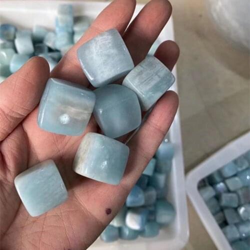 Wholesale Natural aquamarine quartz tumbled blue square shaped stone jewelry Garden Flowerpot home decor