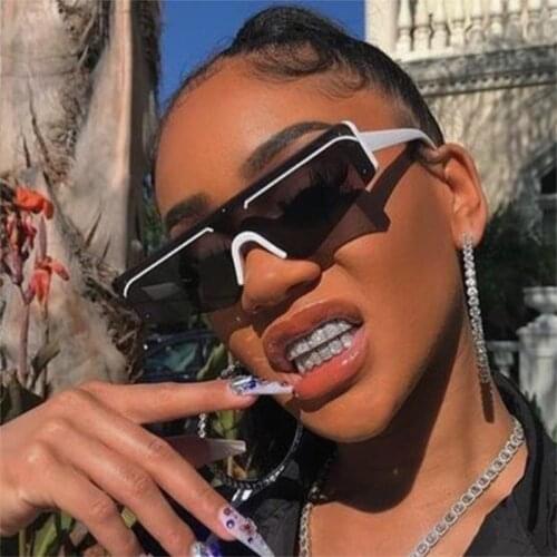 Pointed Cat Eye Sunglasses 2020 Trendy Black Shades Plastic Rimless Party Personality Sunglasses Men Luxury Womens