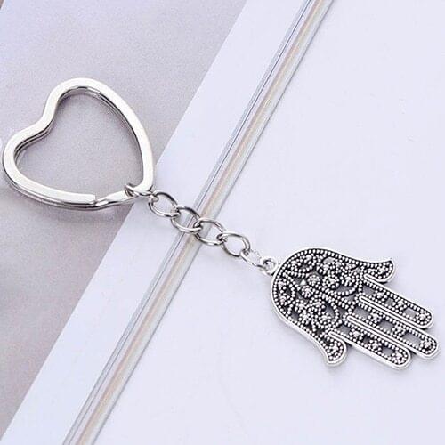 Charm Fatima Hand Hamsa Pendant Chain Keychain Keyring Keyfob Jewelry Gift