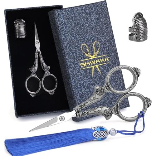 SHWAKK Retro Scissors Antique Vintage Scissors Embroidery Scissors Sewing Supplies Stainless Steel Scissors Tailor Scissors
