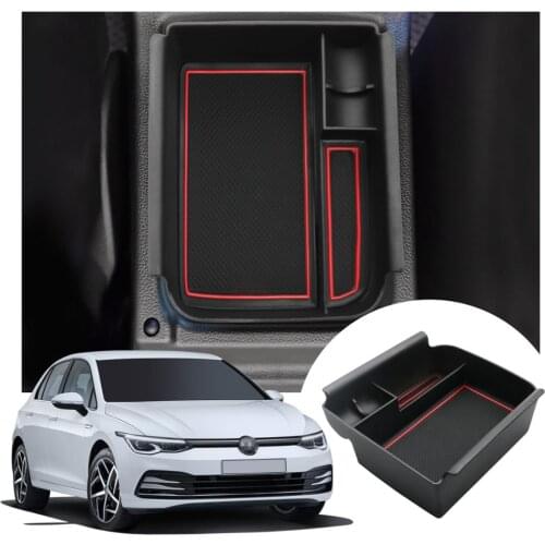 RUIYA Car Armrest Storage Box For Golf MK8 2020 Center Console Non-slip Stowing Tidying Container Auto Interior Accessories