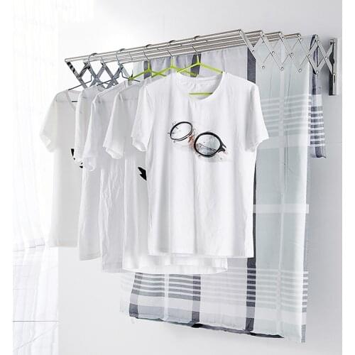 40cm/50cm Adjustable Clothes Rack Wall Mounted Stainless Steel Hangers For Clothes Space Saver Collapsible Clothes Drying Rack