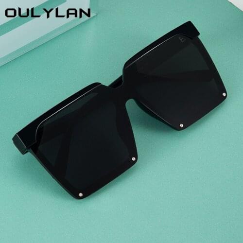 Oulylan Fashion Oversized Square Sunglasses Women Vintage Black Sun Glasses Men Brand Design UV400 Trend Colored Glasses Shades