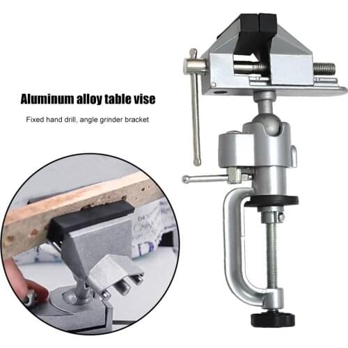 360° Aluminum Alloy Rotating Table Vise Table Grinder Holder Swivel Bench Vise Clamp Electric Drill Stand Metal Working Tool
